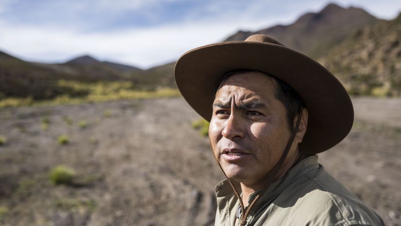 Edson Muraña, Vertreter der Nation Lipez, eines indigenen Volkes in den Bergen nahe des Salar de Uyuni 
