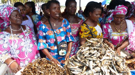 Fischhändlerinnen auf dem Markt in Lome, Togo
