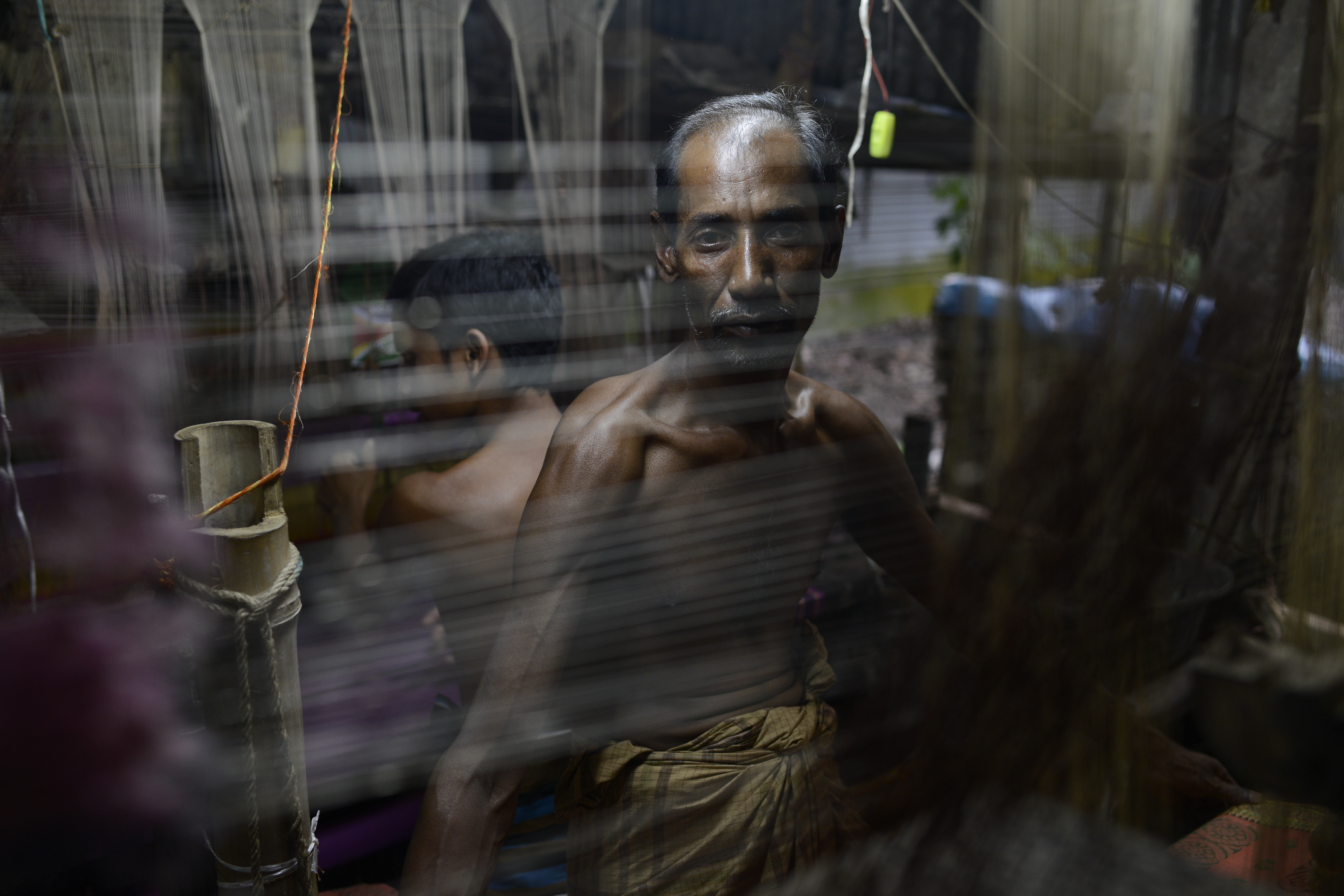 BANGLADESCH, Distrikt Tangail, Kalihati, Dorf Southpara, Sari Weberei