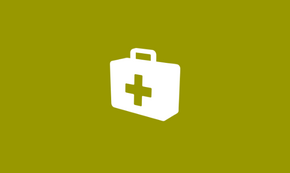 Das Icon für Gesundheit von Brot für die Welt zeigt schematisch einen Erste-Hilfe Koffer 