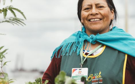 Erlinda Pillajo auf dem Biomarkt in Cayambe, Ecuador.