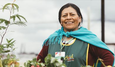 Erlinda Pillajo auf dem Biomarkt in Cayambe, Ecuador.