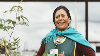 Erlinda Pillajo auf dem Biomarkt in Cayambe, Ecuador.