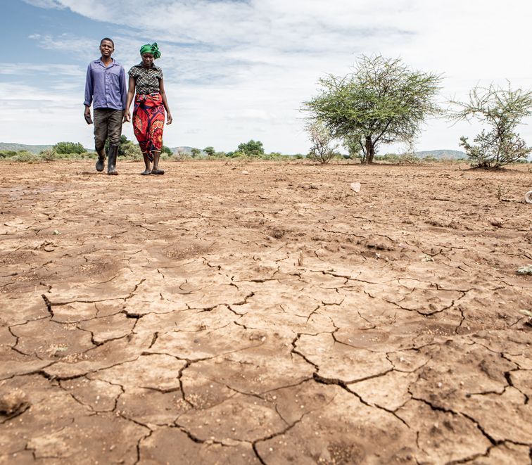 Kuda Gudyanga (46) und seine Frau NoMatter (39) in Nyanyadzi, Chimanimani an der Ostgrenze Simbabwes. Die Region hat eine schwere Dürre erlebt und ist vom Klimawandel stark betroffen. Dadurch sind die Kleinbauern von großen Verlusten bei der Ernte und dem Viehbestand bedroht.Projektpartner: Towards Sustainable Use of Resources Organisation (TSURO)