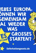 Illustration einer Frau mit einem Tiger und dem Text „Liebes Europa, können wir gemeinsam mal wieder was Großes starten?“