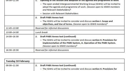 Agenda der Intergovernmental Working Group on the WHO Pandemic Agreement, die derzeit das PABS-System verhandelt