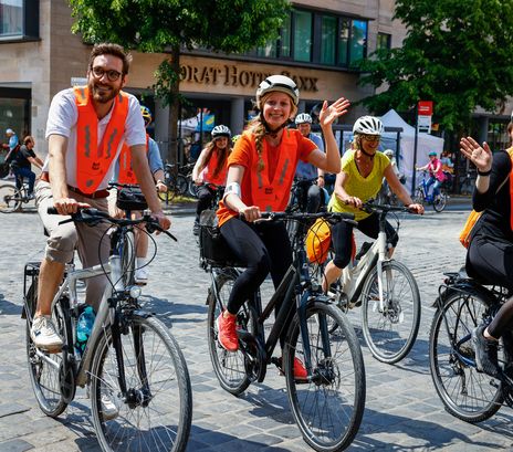 "Brot für die Welt" Fahradtour von Erlangen nach Nürnberg beim Kirchentag 2023 Nürnberg.