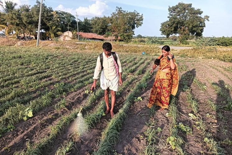 Mobile Bewässerung mit "Wasserrucksäcken" in Indien
