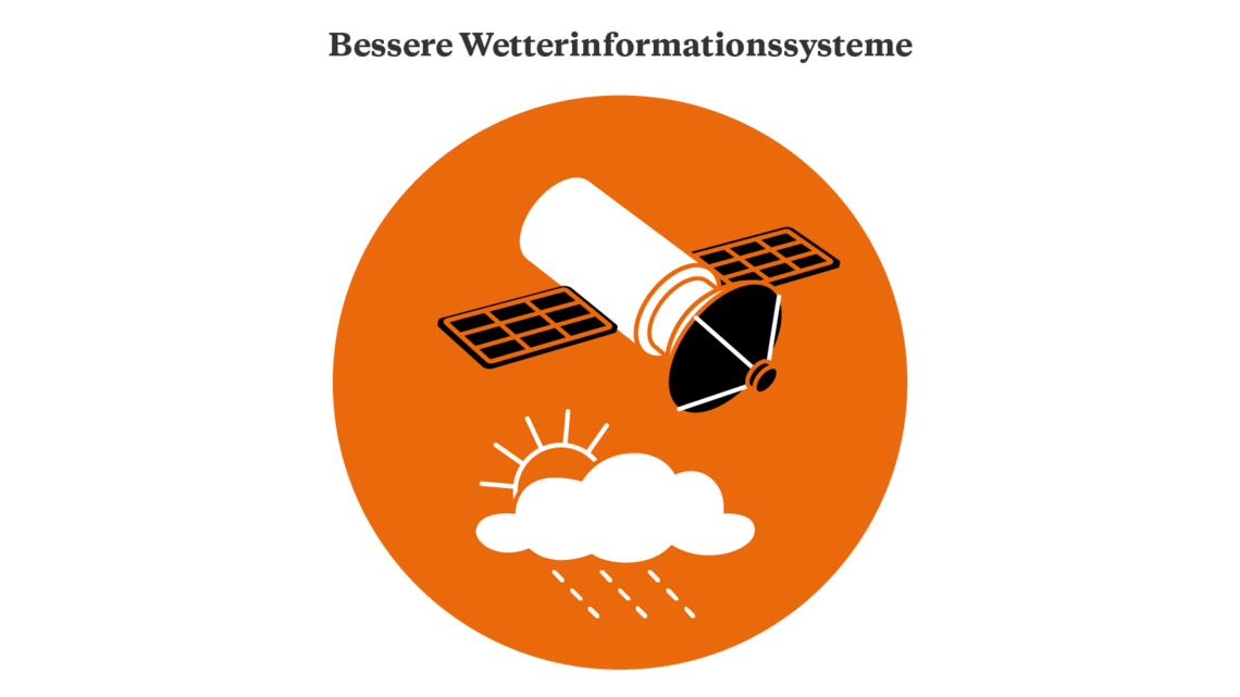 Illustration eines Satelliten und Einer Regenwolke