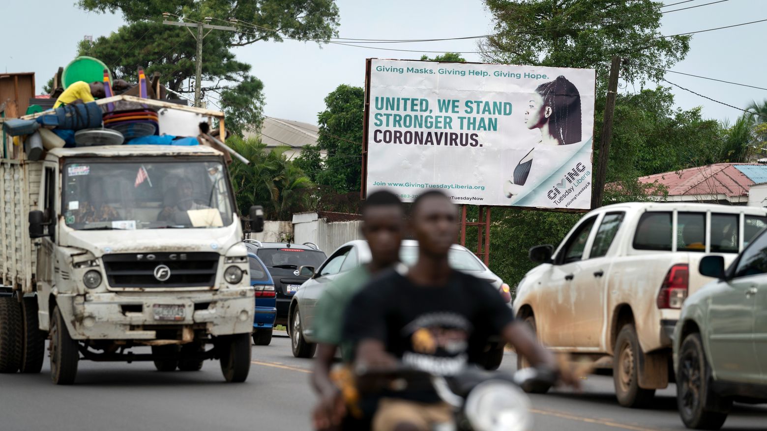 Corona-Tafel in Monrovia in Liberia