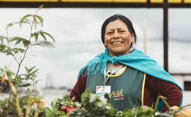 Erlinda Pillajo auf dem Biomarkt in Cayambe, Ecuador.