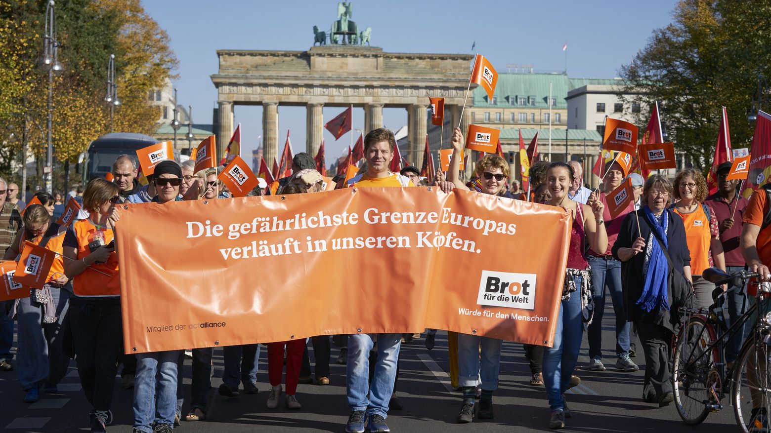 Auch Brot für die Welt bezieht bei Demonstrationen zu politischen Themen Stellung. 