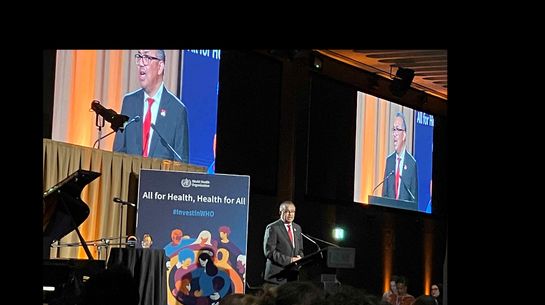WHO-Generaldirektor Tedros Adhanom Ghebreyesus beim Launch der WHO Investment Round