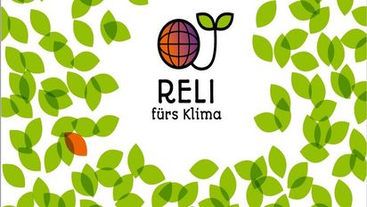Logo RELI fürs Klima umgeben von Blättern