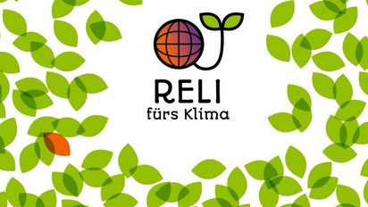 Logo RELI fürs Klima umgeben von Blättern