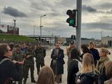 Diskussion mit Beamten an der geschlossenen Grenzstation in Kuźnica.