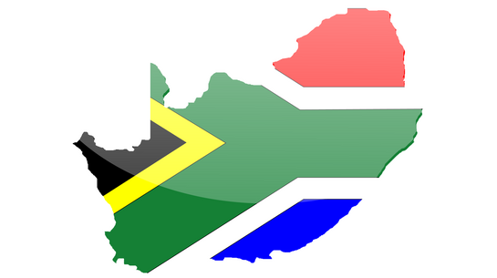 Flagge und Karte von Südafrika