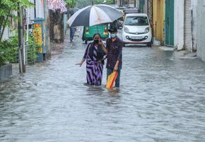 Überflutete Straßen in Colombo