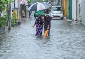 Überflutete Straßen in Colombo