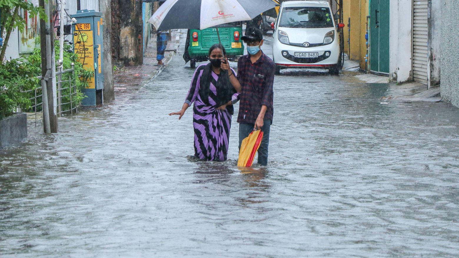 Überflutete Straßen in Colombo