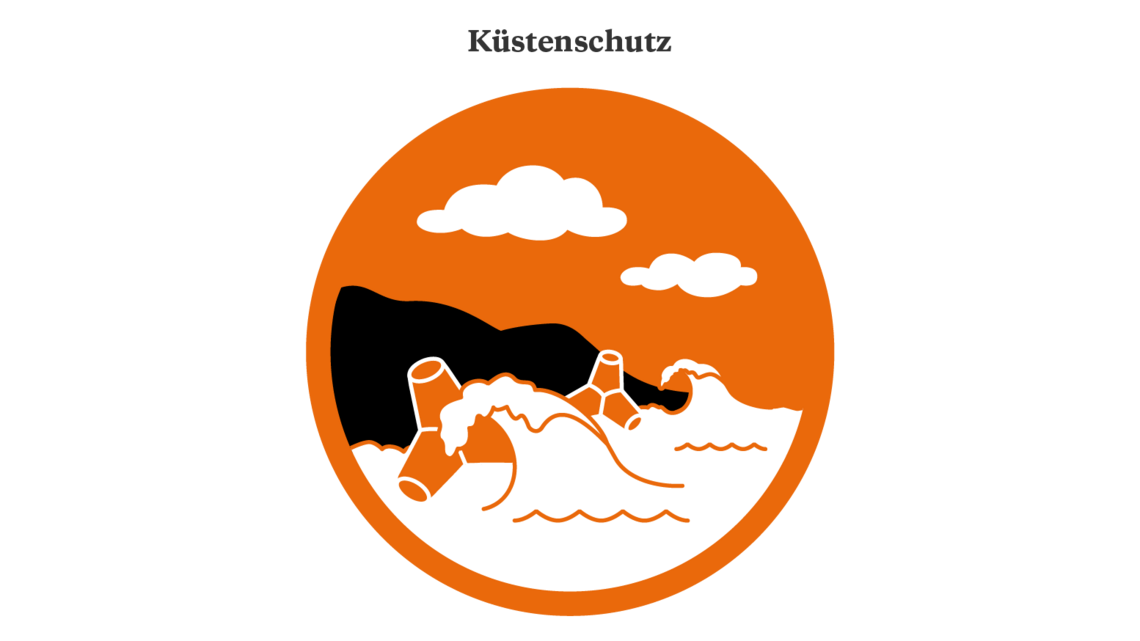 Illustration von Wellenbrechern zum Küstenschutz