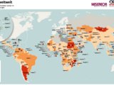 Weltkarte überschuldeter Staatenstaaten