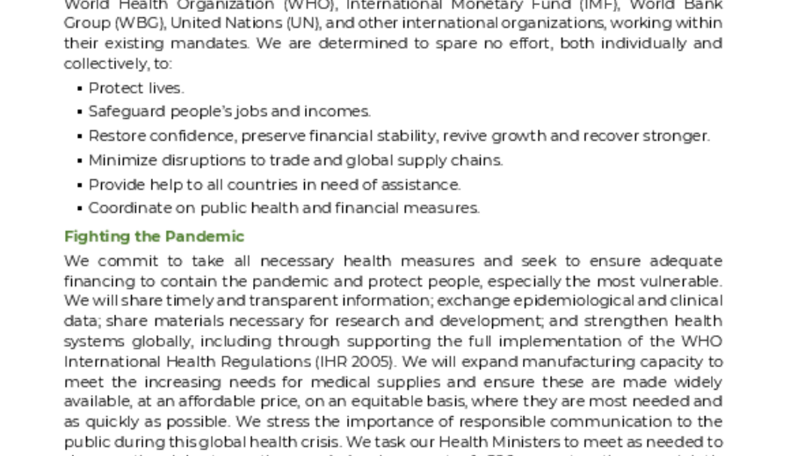 G20 Extraordinary Covid-19 Declaration