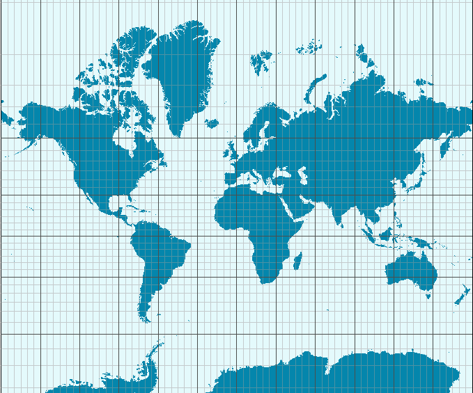 Weltkarte auf Millimeterpapier