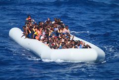 Inflatable Boat carrying migrants