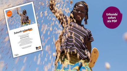 Bild der Einmalspenden-Urkunde von Brot für die Welt © Helge Bendl