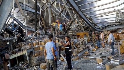 Panic and first rescue services after a huge unknown blast by the port area, north of Beirut, Lebanon on August 4, 2020. Photo by Balkis Press/ABACAPRESS.COM