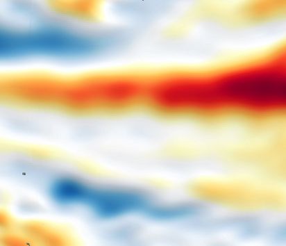 Satellitenbild mit eingefärbten Temperaturänderungen des Pazifiks