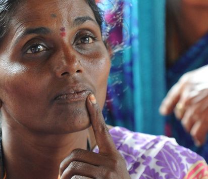 Women small-scale farmers at the meeting of the cooperative in Kottur, India.