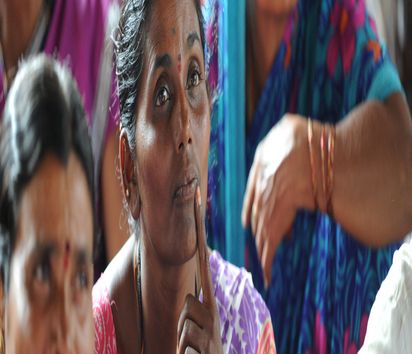 Women small-scale farmers at the meeting of the cooperative in Kottur, India.