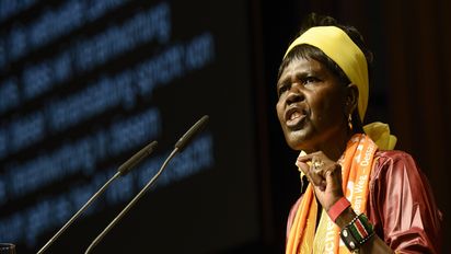 2017, Berlin, Evangelischer Kirchentag, Messehallen, Podiumsdiskussion  "Mehr Verantwortung für den Frieden-Deutsche Außenpolitik in Zeiten des Umbruchs" im Gespräch Frau Dr. Agnes Aboum