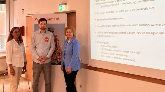 Monika Willich, Referentin Brot für die Welt für Nachlässe, Stiftung und Philanthropie / Florian Kruhme, Referent Brot für die Welt Bayern / Jasmin Belwe, Fachanwältin für Erbrecht und Insolvenzrecht