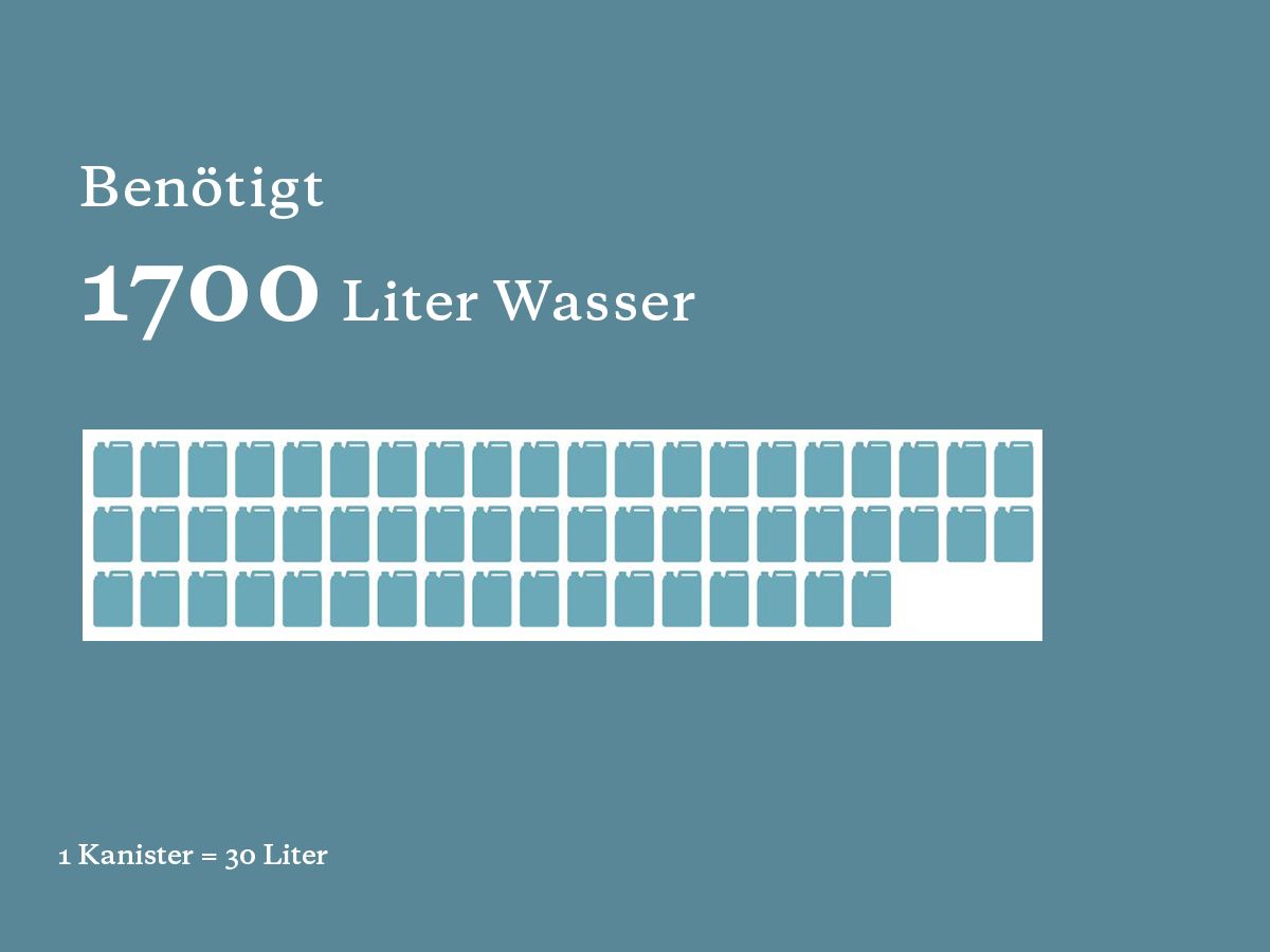 benötigt 1700 Liter Wasser