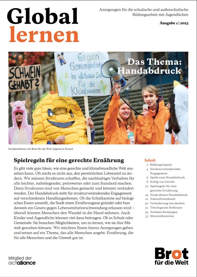 Global lernen Handabdruck Brot für die Welt